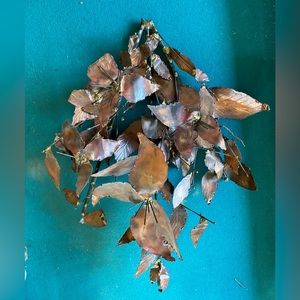 MID CENTURY BRUTALIST METAL LEAVES WALL DECOR